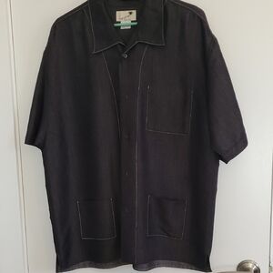 Men's Charcoal Casual Button Down Short Sleave Shirt